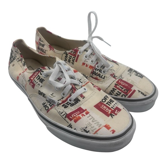 Vans Era Low Top Sneakers Off The Wall Logo Print White Red Men’s 11.5 - Picture 1 of 11
